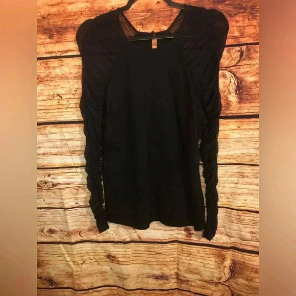Women’s Black Long Sleeve top with mesh sleeves - Picture 6 of 10